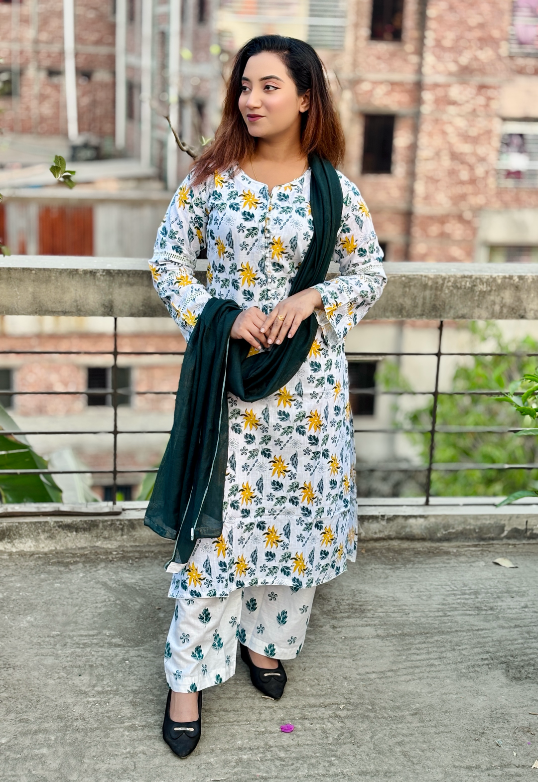 Digital Screen Printed Slab Cotton Three Piece